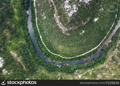 Aerial view of Ebro river canyon in Burgos, Spain. High quality image.. Aerial view of Ebro river canyon in Burgos, Spain.
