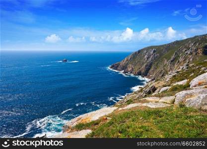 Aerial view of Finisterre end of Saint James Way in Galicia Spain