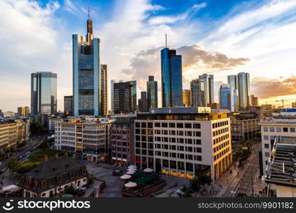 Aerial view of Frankfurt with Hauptwachen in a summer day in  Frankfurt, Germany