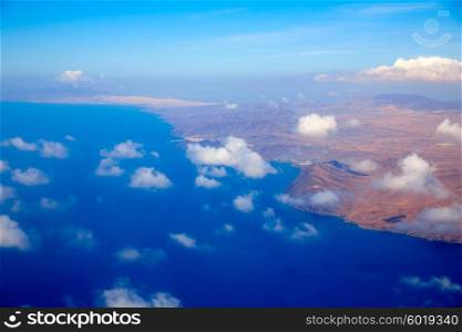 Aerial view of Fuerteventura island at Canary Islands of Spain