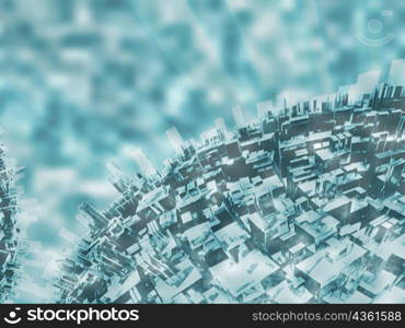 Aerial view of futuristic buildings