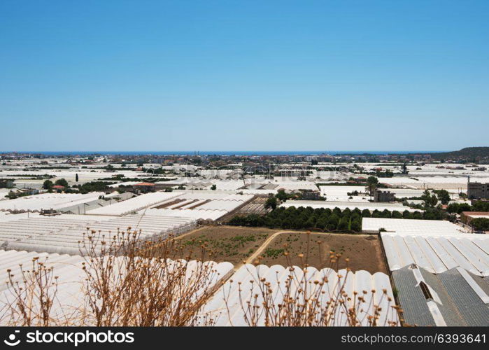 Aerial view of greenhouses. Aerial view of greenhouses in Antalya, Turkey