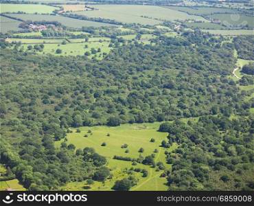 Aerial view of Hatfield forest. Aerial view of Hatfield forest, Essex, England, UK