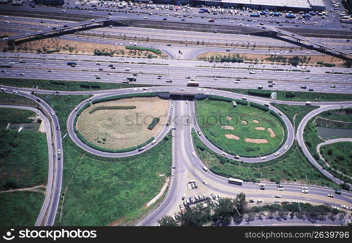 aerial view of highway