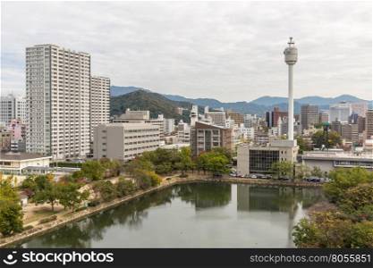 Aerial view of Hiroshima from its castle