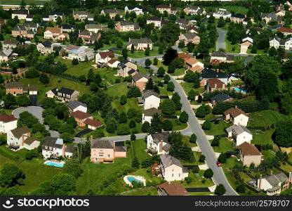 Aerial view of housing subdivision, suburban Washington, DC