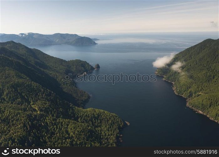 Aerial view of islands in the Pacific Ocean, Skeena-Queen Charlotte Regional District, Haida Gwaii, Graham Island, British Columbia, Canada