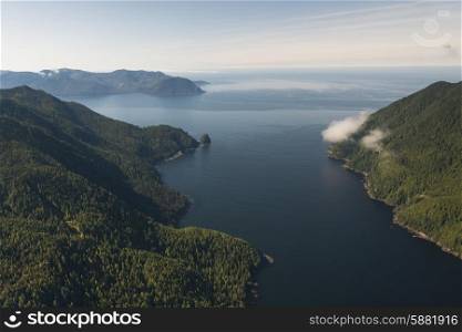 Aerial view of islands in the Pacific Ocean, Skeena-Queen Charlotte Regional District, Haida Gwaii, Graham Island, British Columbia, Canada