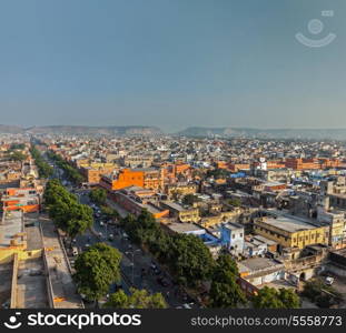 Aerial view of Jaipur (Pink city), Rajasthan, India