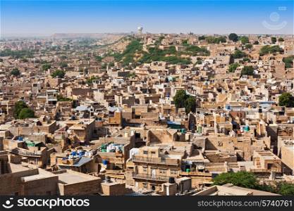 Aerial view of Jaislamer city, Rajasthan state in India