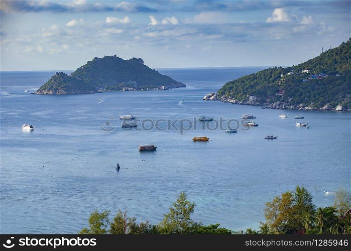 aerial view of koh tao and koh nang yuan island most popular traveling destination in southern of thailand