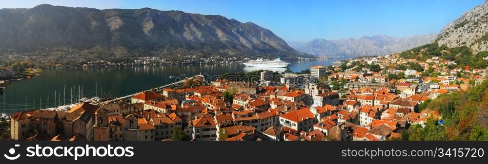 Aerial view of Kotor city, Montenegro