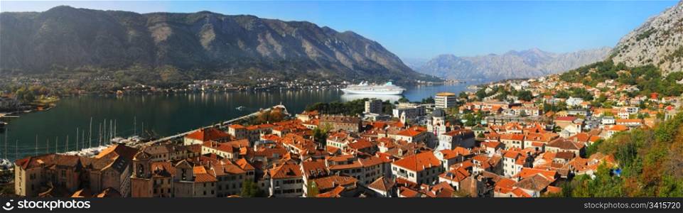Aerial view of Kotor city, Montenegro