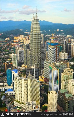 Aerial view of Kuala Lumpur downtown. Malaysia