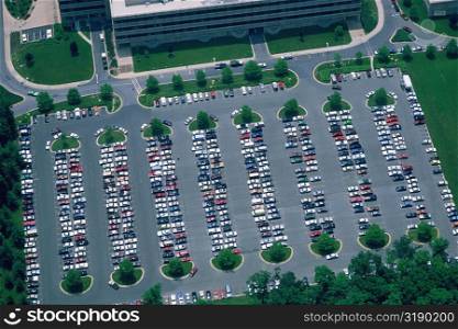 Aerial view of large parking lot in Maryland