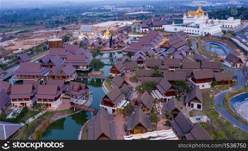 Aerial view of Legend Siam is new Thai traditional culture park located in Pattaya of Thailand.