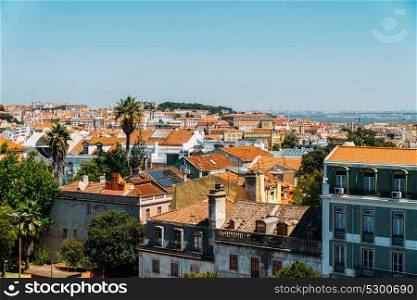 Aerial View Of Lisbon City In Portugal