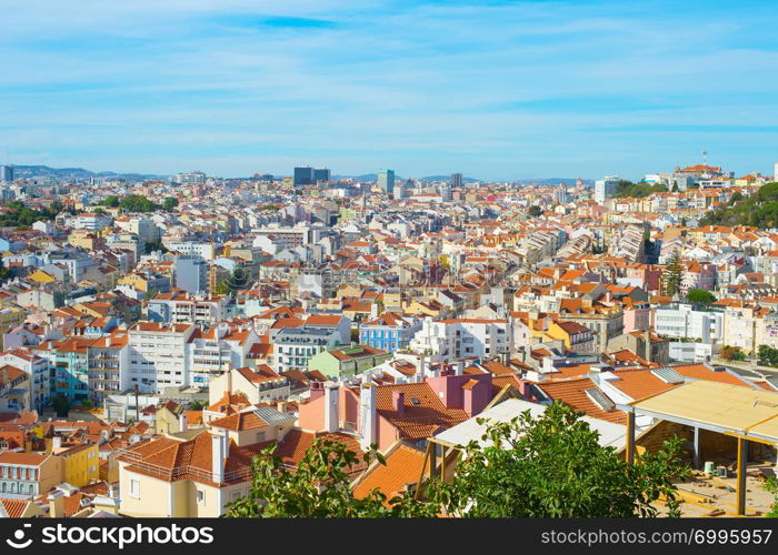 Aerial view of Lisbon in the sunny day. Portugal