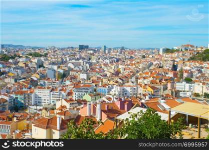 Aerial view of Lisbon in the sunny day. Portugal