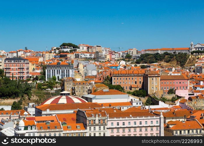 Aerial view of Lisbon, Portugal. Sao Jorge Castle