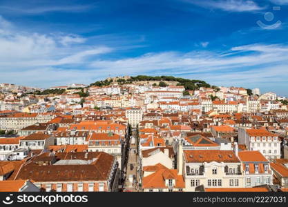 Aerial view of Lisbon, Portugal. Sao Jorge Castle