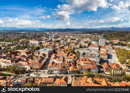 Aerial view of Ljubljana in Slovenia in a summer day