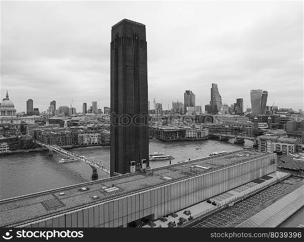 Aerial view of London. Aerial view of the city of London, UK in black and white