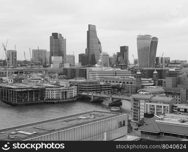 Aerial view of London. Aerial view of the city of London, UK in black and white