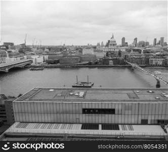 Aerial view of London. Aerial view of the city of London, UK in black and white