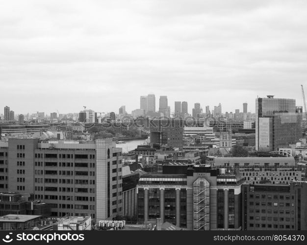 Aerial view of London. Aerial view of the city of London, UK in black and white