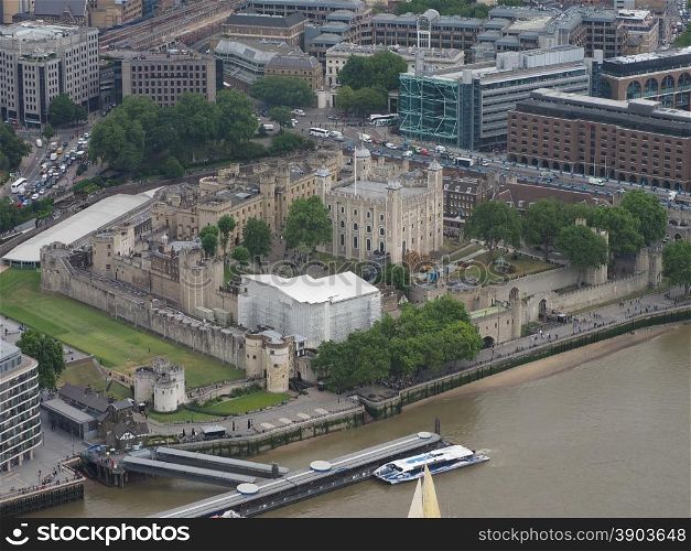 Aerial view of London. Aerial view of the Tower of London, UK