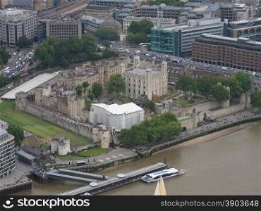 Aerial view of London. Aerial view of the Tower of London, UK