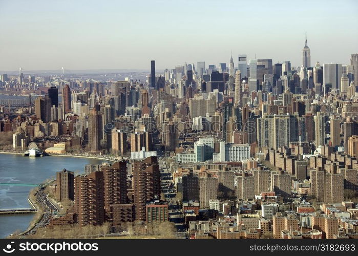 Aerial view of Manhattan in New York City.