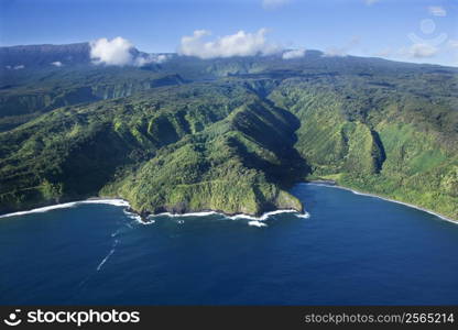 Aerial view of Maui, Hawaii coastline.