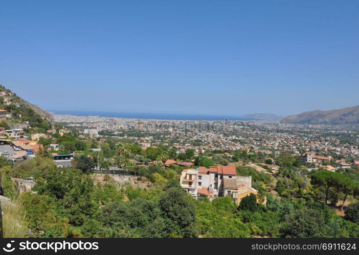 Aerial view of Monreale. Aerial view of the city of Monreale, Italy