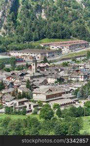 aerial view of Morgex, little town in Aosta Valley, Italy