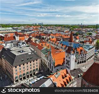 Aerial view of Munich - Marienplatz and Altes Rathaus, Bavaria, Germany