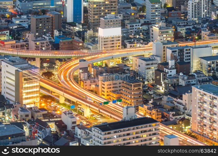 Aerial view of Nagoya night in Japan