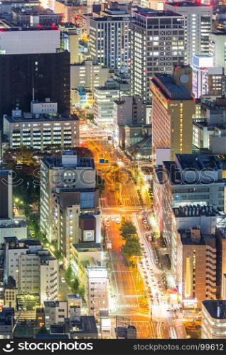 Aerial view of Nagoya night in Japan