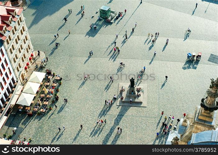 Aerial view of Neumarkt square in Dresden, Germany
