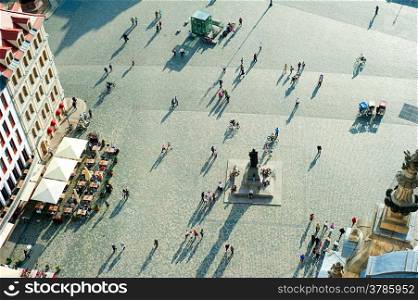 Aerial view of Neumarkt square in Dresden, Germany