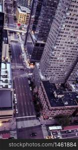 Aerial View of New York City Streets from High-rise Building on May 15th During Coronavirus Lockdown