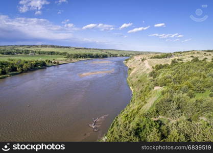 aerial view of Niobrara River in Nebraska Sand Hills below highway 7