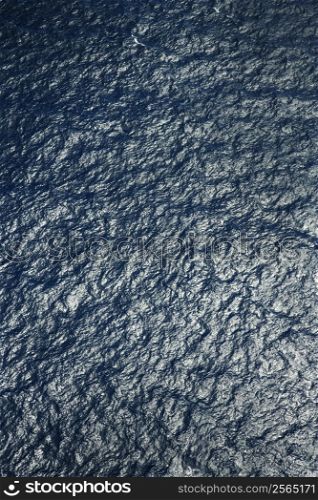 Aerial view of ocean water ripples.