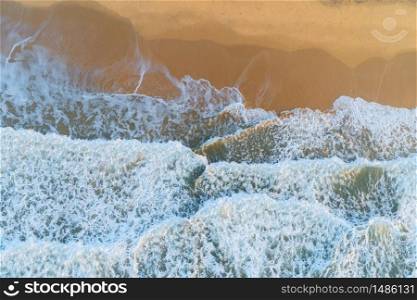 Aerial view of ocean waves on a sandy beach, southern Africa