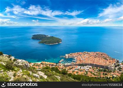 Aerial view of old city Dubrovnik in a beautiful summer day, Croatia