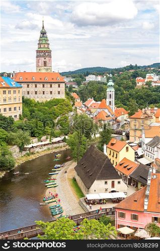 Aerial view of old Town of Cesky Krumlov, Czech Republic