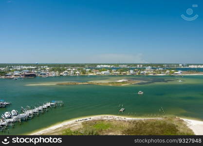 Aerial view of Orange Beach, Alabama in March of 2023. Orange Beach, Alabama