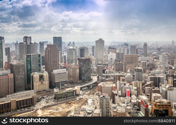 Aerial view of Osaka skyline building Cityscape Japan