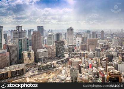 Aerial view of Osaka skyline building Cityscape Japan